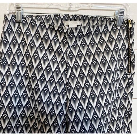 H&M High Waisted Ankle Crop Pants Side Zip Abstract Print‎ Grey Stretch SZ 10 - Picture 7 of 10